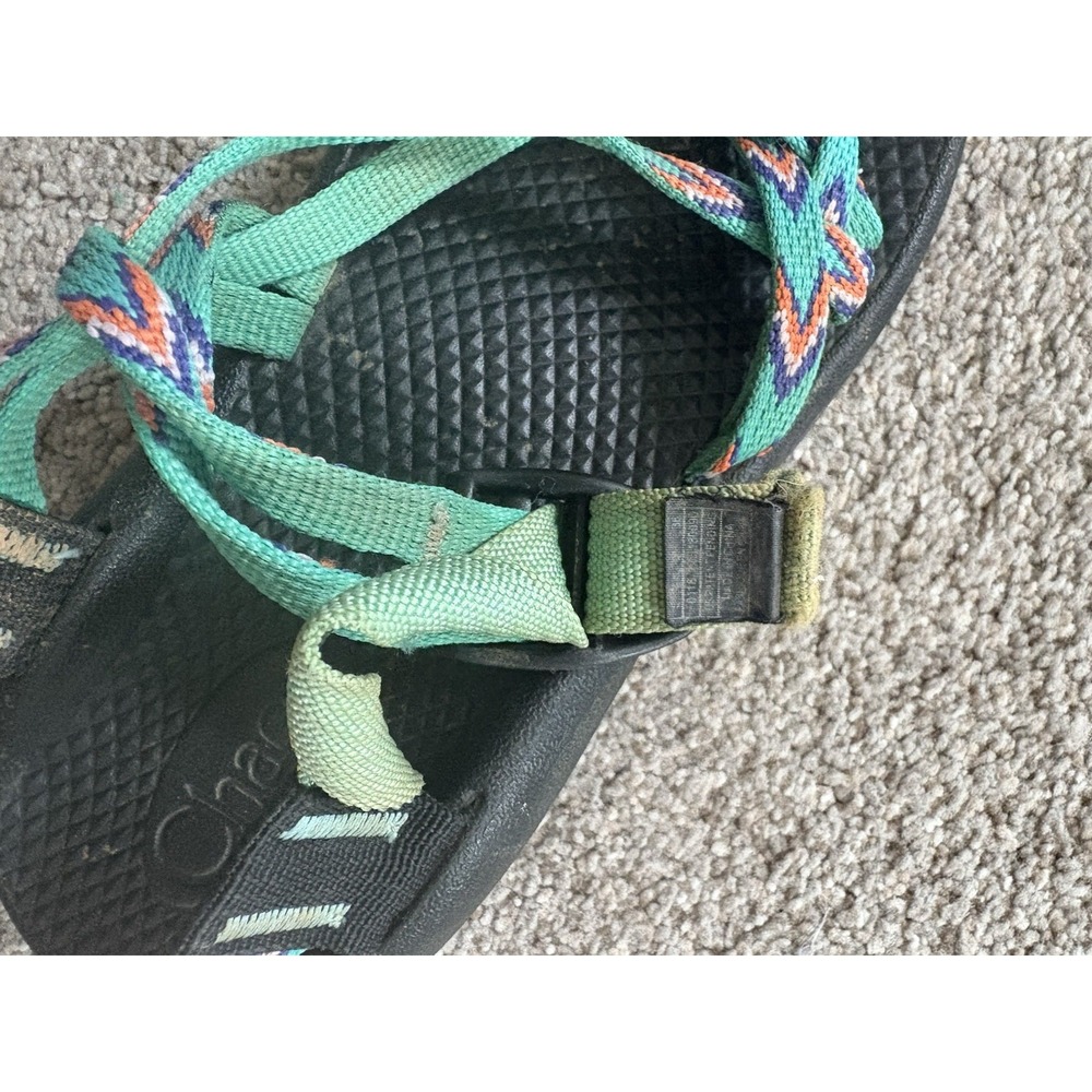 CHACO ZX1 Ecotread Classic Sandals Mint Leaf Green Purple Youth Girl Sz 5 Hiking - Picture 4 of 4